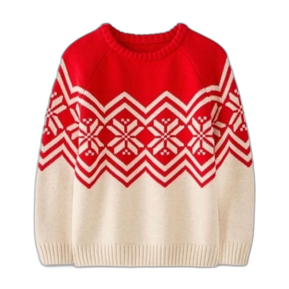 Hanna Anderson Baby Nordic Red and Cream Sweater Size 2T 2022 Collection - Picture 2 of 15